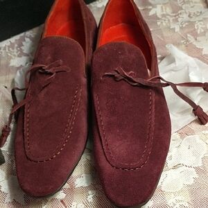 Carrucci dark purple Suede Loafers with tassels size 8.5 D red leather insole